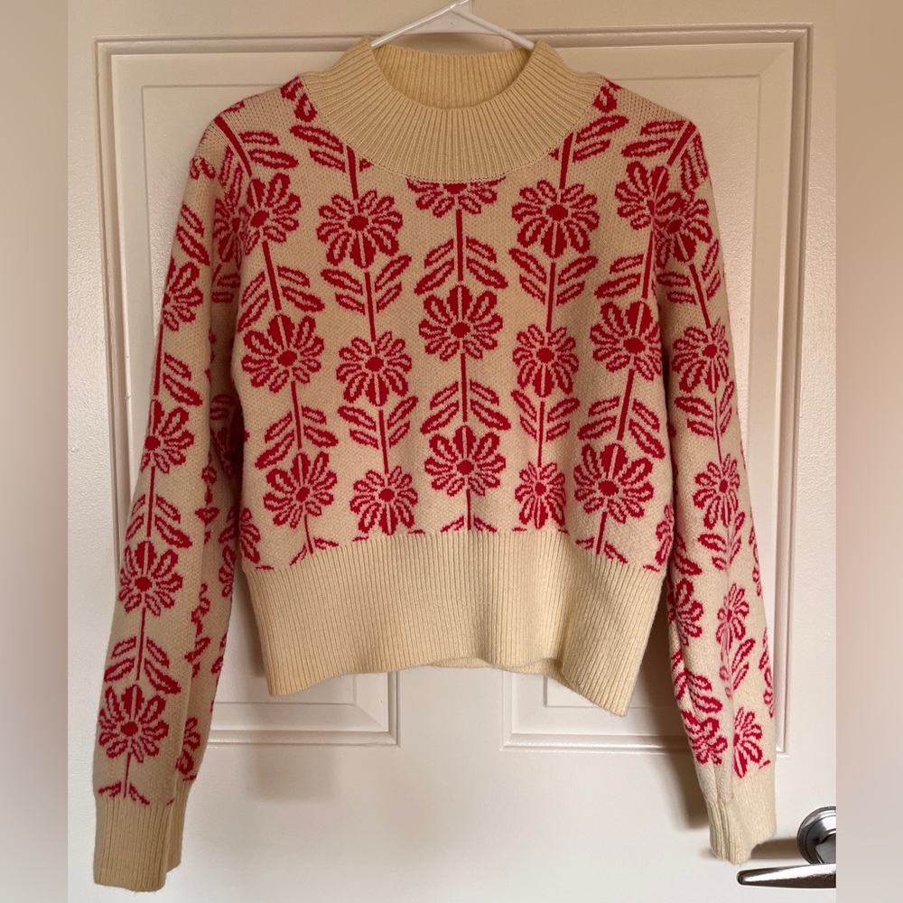 Pink and cream floral boutique sweater